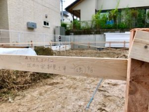 廿日市に建つ高性能注文住宅　基礎の墨出し
